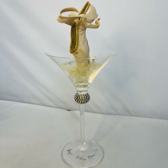 Myra Janco Daniels Signed Ballerina Shoe Martini Glass - Picture 1 of 6